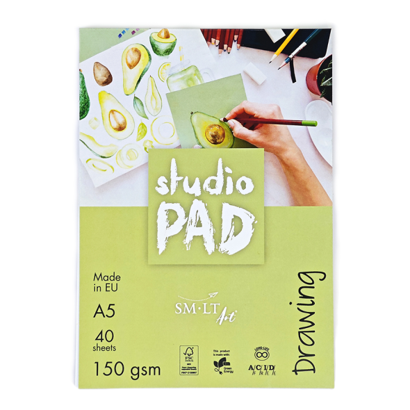 Склейка для ескізів та рисунку Studio, А5, 150г/м2, 40л, SMILTAINIS