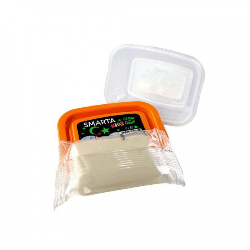 Пластика самозастигаюча, Біла Glow in Dark, 50 г, Smarta Kids