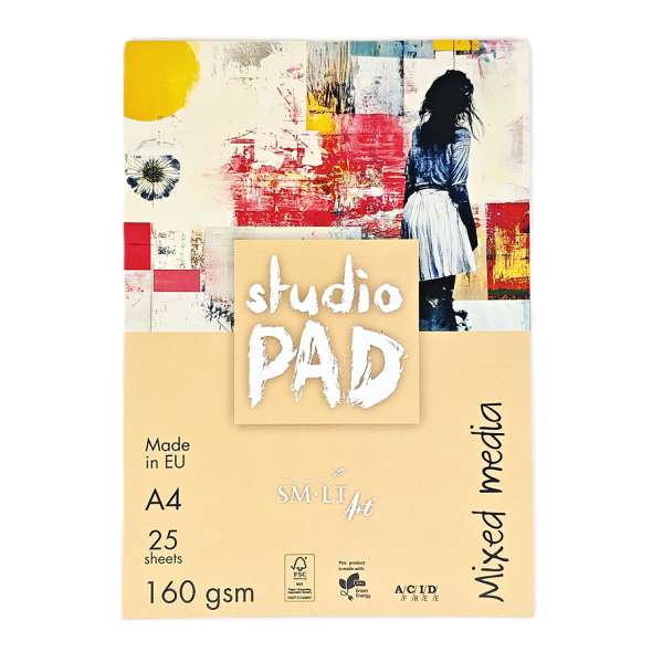 Склейка Studio (mixed media), А4, 160 г/м2, 25л, SMILTAINIS