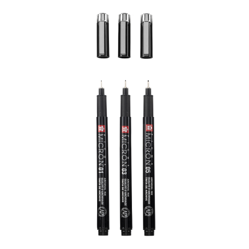 Набір лінерів PIGMA MICRON Black Edition, 3 шт.(01-03-05), Чорний, Sakura