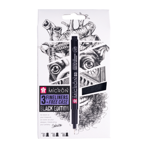 Набір лінерів PIGMA MICRON Black Edition, 3 шт.(01-03-05), Чорний, Sakura
