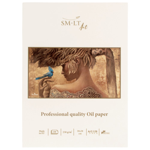 Блокнот для олії PRO CREATE 20*28см, 230г/м2, 10л, білий лляний папір, SMILTAINIS
