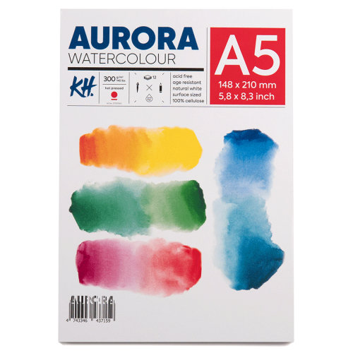 Альбом для акварелі Watercolour, А5, 300г/м2, 12 л, HP, дрібне зерно, Aurora