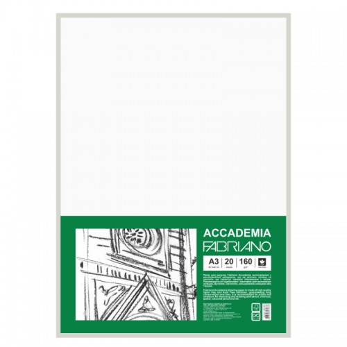 Папір для рисунку Accademia, пакет, А3 (29,7х42см), 20арк, дрібне зерно, 160 г/м², Fabriano