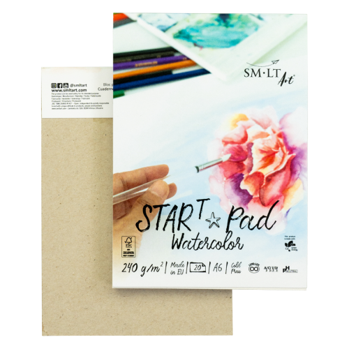 Склейка для акварелі STAR T, А6 (10,5*14,8 см), 240г/м2, 20л, натуральний білий, SMILTAINIS