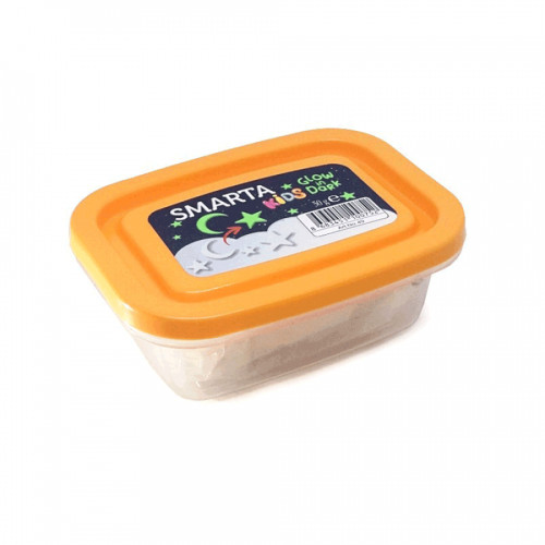 Пластика самозастигаюча, Біла Glow in Dark, 50 г, Smarta Kids