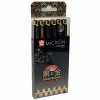 Набір лінерів PIGMA Micron Black&Gold, 6 шт.(005-08), Чорний, Sakura