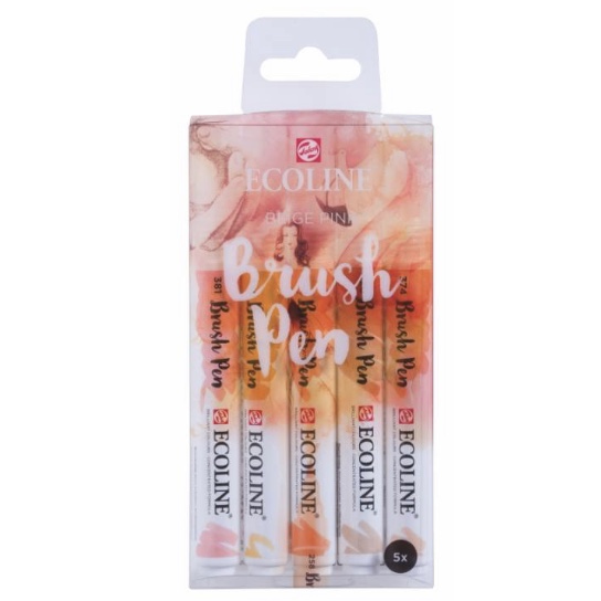 Набір Пензлів-ручок Ecoline Brushpen BEIGE PINK 5 кол, Royal Talens