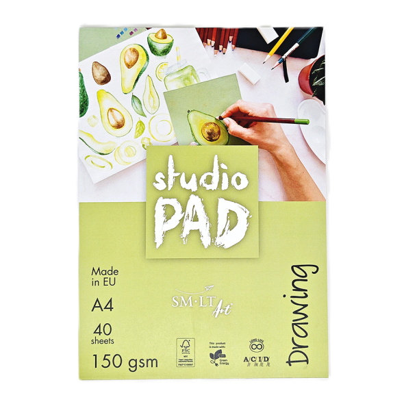 Склейка для ескізів та рисунку Studio, А4, 150г/м2, 40л, SMILTAINIS