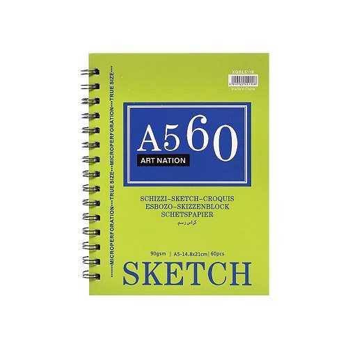 Альбом для ескізів на спіралі SKETCH, А5(21*16,3см.) 60 арк.,90гр.,XQSU5200,Art Nation