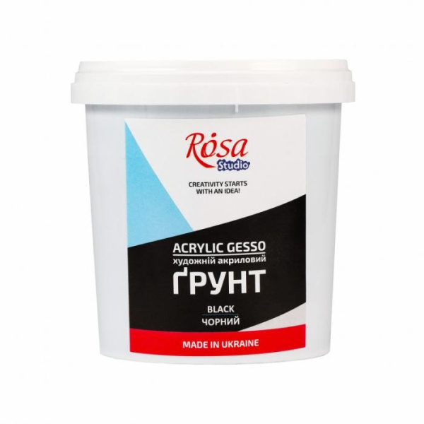 Ґрунт акриловий художній чорний, 500мл, ROSA Studio