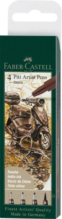 Набір Лінер PITT Sepia.4 шт. в блістері.Faber-Castell.