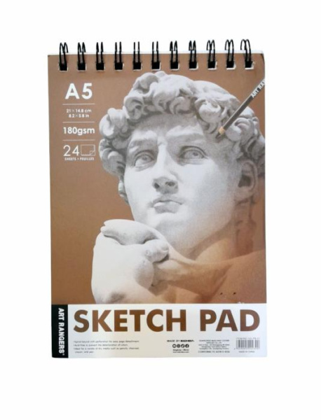 Альбом для ескізів на спіралі SKETCH,, А5, 24аркуша, 180gsm,102PB01,Art Nation