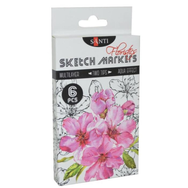Набір маркерів  "SANTI sketch" "Floristics", 6 шт / уп.