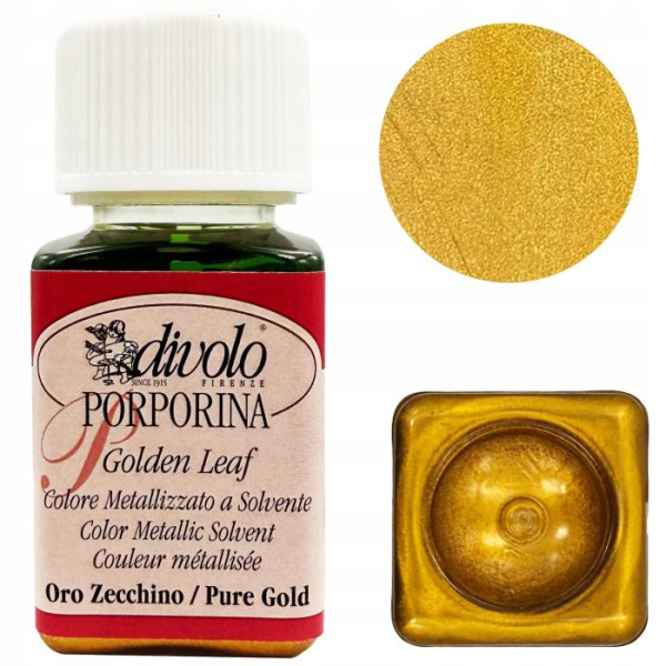 Фарба GOLDEN LEAF, ефект рідкого металу, Pure Gold Золото чисте, 50 мл, Divolo