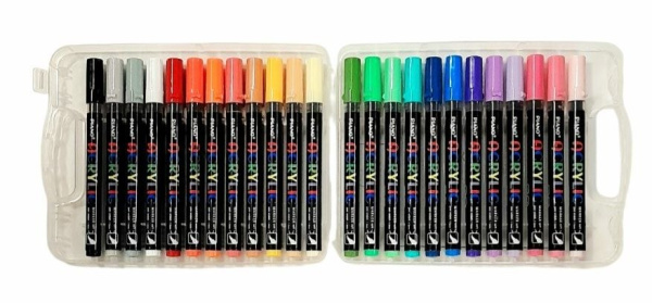 Набiр акрилових маркерів ACRYLIC (пензель) 1-3мм, 24кол., plastic box PIANO PM-101-24