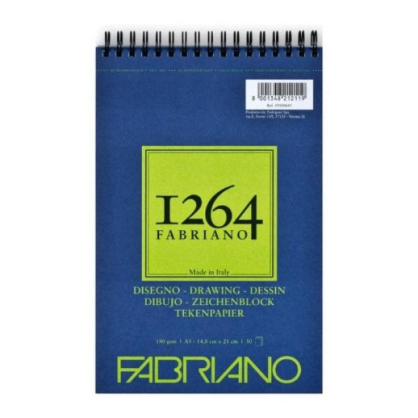Альбом 1264 на спіралі для рисунку А5, 180г/м2, 30арк., Fabriano