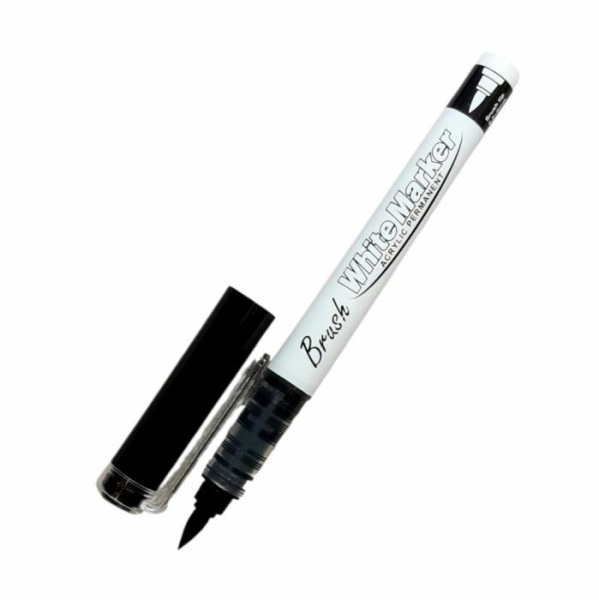Акрил маркер, чорний, BRUSH White marker