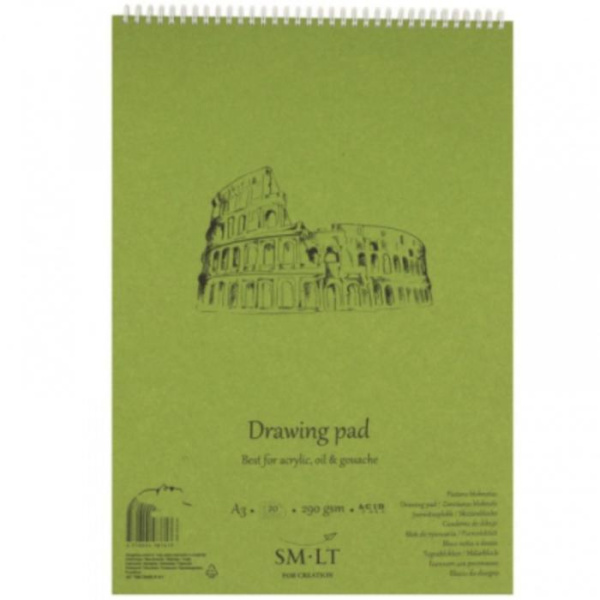 Альбом для акрилу та олії на спіралі AUTHENTIC (DRAWING) А3, 290г/м2, 20л, білий папір, SMILTAINIS