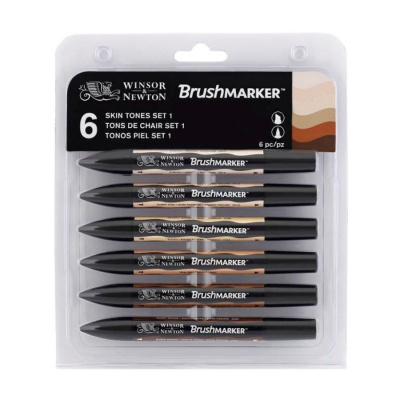 Набір двосторонніх маркерів, Brushmarker, Тілесні тони, 6 шт, W&N