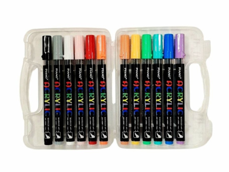 Набiр акрилових маркерів ACRYLIC (пензель) 1-3мм, 12кол., plastic box PIANO PM-101-12