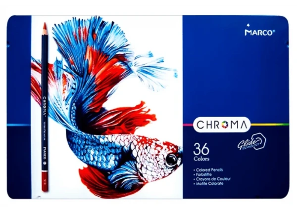 Олівці кольорові "Marco CHROMA"  36 кол. /8010-36TN/ металевий пенал