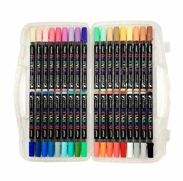 Набiр акрилових маркерів ACRYLIC (пензель) 1-3мм, 36кол., plastic box PIANO PM-101-36