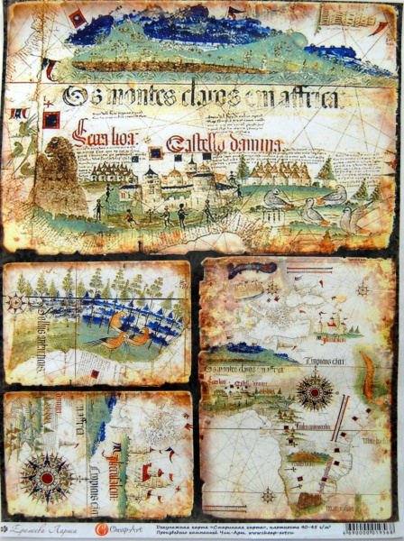 Папір для декупажу, Старовинна мапа, 21*29,7см, 45г/м2