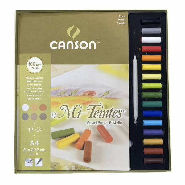Склейка для пастелі MI-TEINTES А4, 160г/м2, 12арк., Canson + Пастель Royal Talens 12шт
