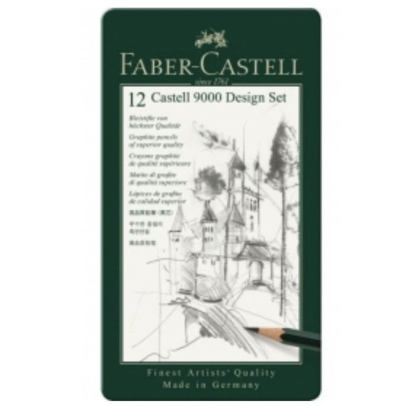 Набір чорнографітніх олівців 12шт (5B-5H) 9000 Faber-Castell
