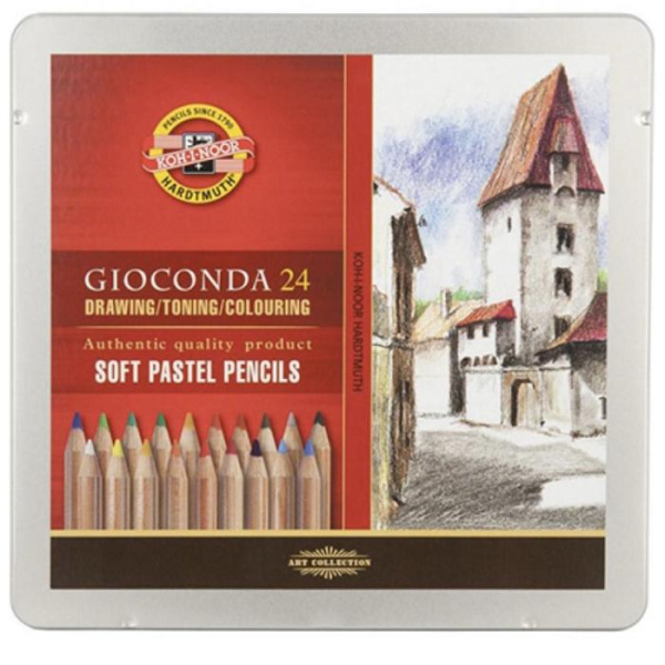 Олівці пастельні GIOCONDA 8828, набір 24 кол.,мет.уп