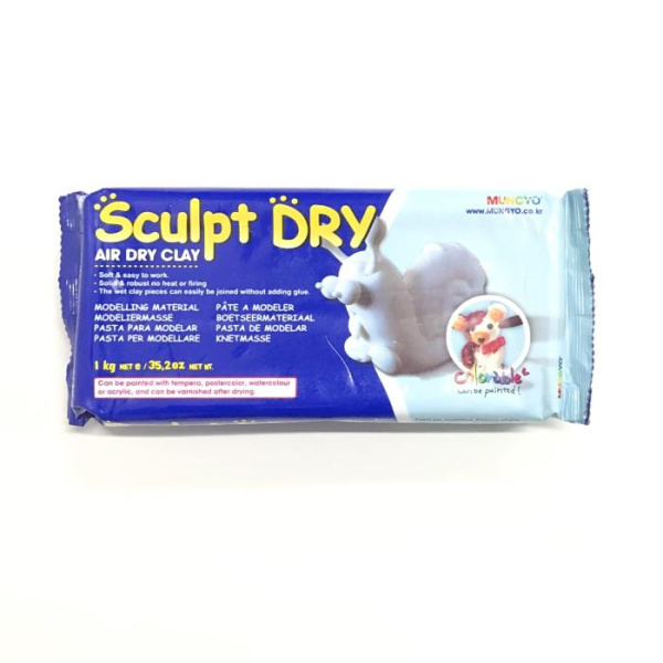 Маса для моделювання, біла, самозастигаюча, 1000 г., ''Sculpt Dry'', MUNGYO