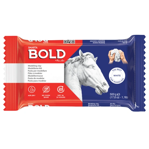 Маса для моделювання Bold, біла, самозастигаюча, 500 г, Smarta