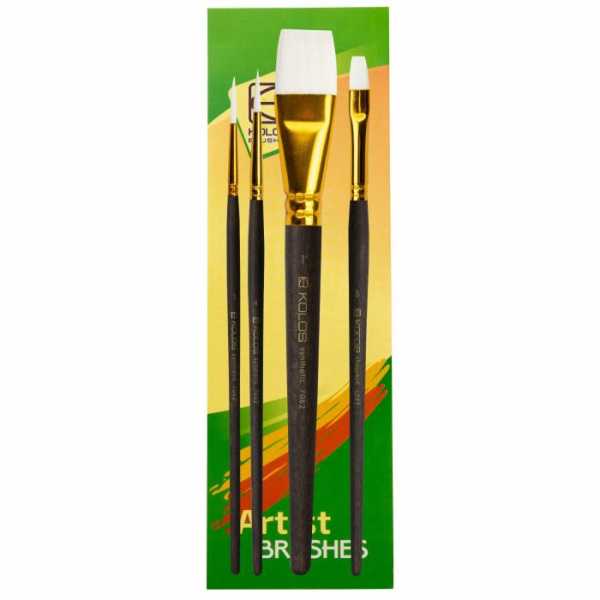 Набір пензлів синтетика, 7062, 2 пласкі + 2 круглі KOLOS,ArtMaster