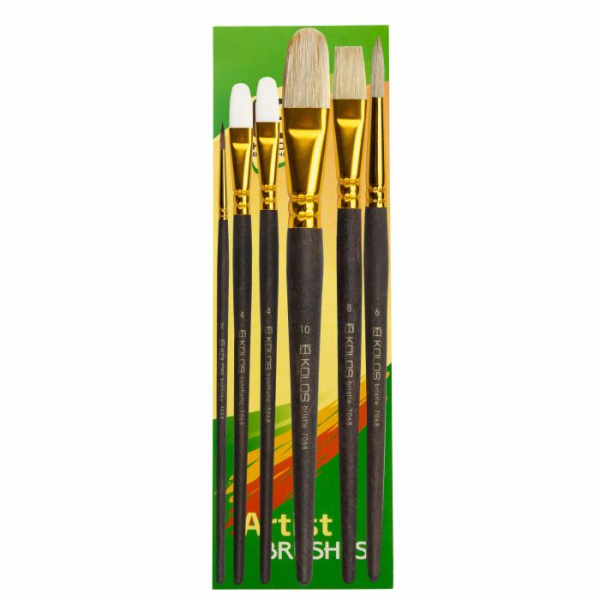 Набір пензлів, 7068, 6шт мікс, KOLOS, ArtMaster( 1колонок, 2синтетики, 3щітини)
