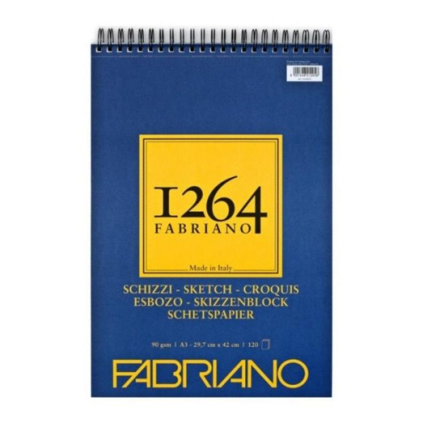 Альбом 1264 на спіралі для рисунку та ескізів А3, 90г/м2, 120арк, слонова кістка, Fabriano