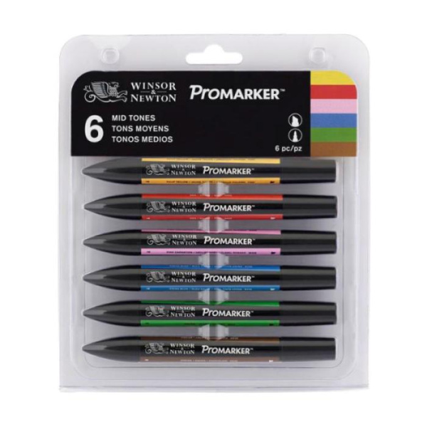 Набір двосторонніх маркерів, Promarker, Середні тони, 6 шт, W&N