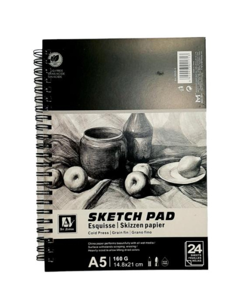 Скетчбук на спіралі А5 24стор.,160 г/кв.м.6005-S,Art Nation