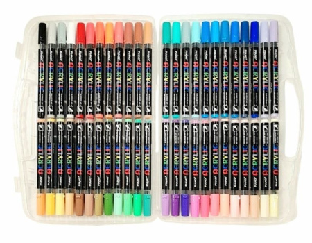Набiр акрилових маркерів ACRYLIC (пензель) 1-3мм, 48кол., plastic box PIANO PM-101-48