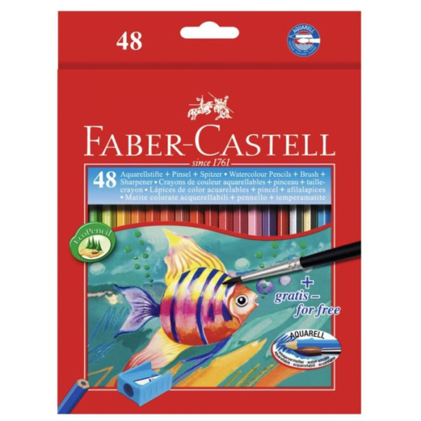 Набір акварельних олівців Faber-Castell 48шт+пензель. картонна коробка.