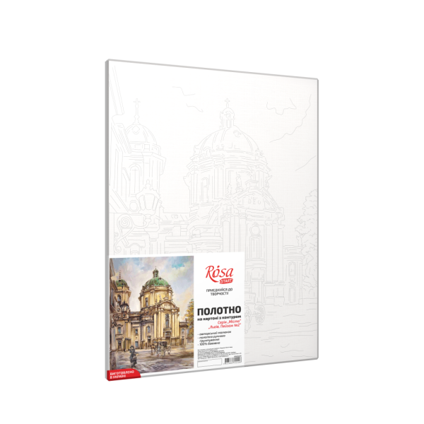 Полотно на картоні з контуром, Львів, Пейзаж 2, 30*40, бавовна, акрил, Rosa Start