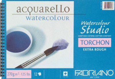 Альбом для акварелі на спіралі Watercolor Studio A4 (21х29,7см), 270г/м2, 12л, торшон, Fabriano