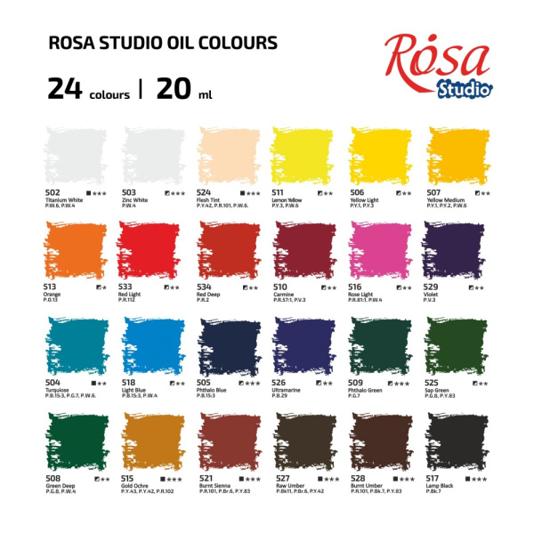 Набір олійних фарб 24*20мл, блістер, ROSA Studio