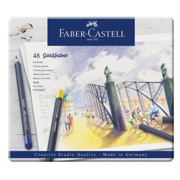 Набір акварельних олівців Goldfaber Aqua 48цв.металева коробка.Faber Castel.