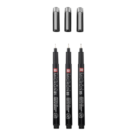 Набір лінерів PIGMA MICRON Black Edition, 3 шт.(01-03-05), Чорний, Sakura