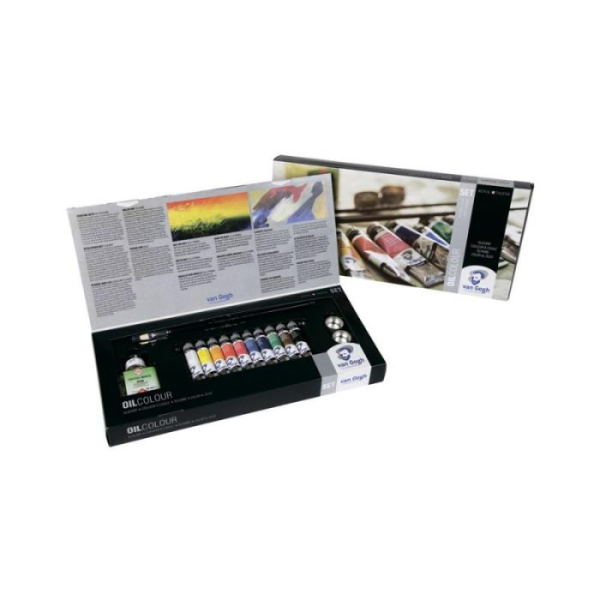 Набір олійних фарб, VAN GOGH, Combiset, картон, 10*20 мл +(медіум, олійниця, Пензлі - 2шт), Royal Ta
