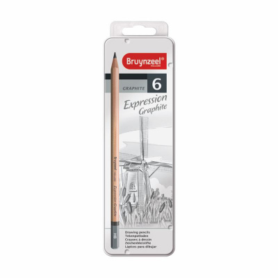 Набір графітних олівців EXPRESSION, 6шт., мет.коробка, Bruynzeel