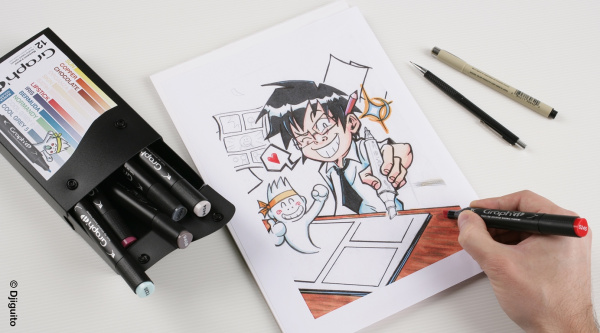 Набір двосторонніх маркерів Manga, Основні кольори, 12шт, Graph'it