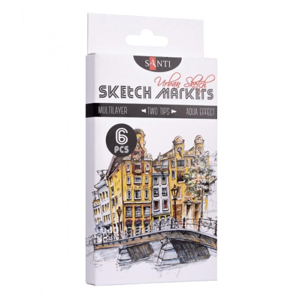 Набір маркерів "SANTI sketch" "Urban Sketch", 6 шт. / уп.