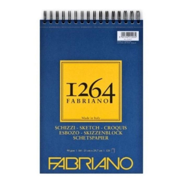 Альбом 1264 на спіралі для рисунку та ескізів А4, 90г/м2, 120арк, слонова кістка, Fabriano